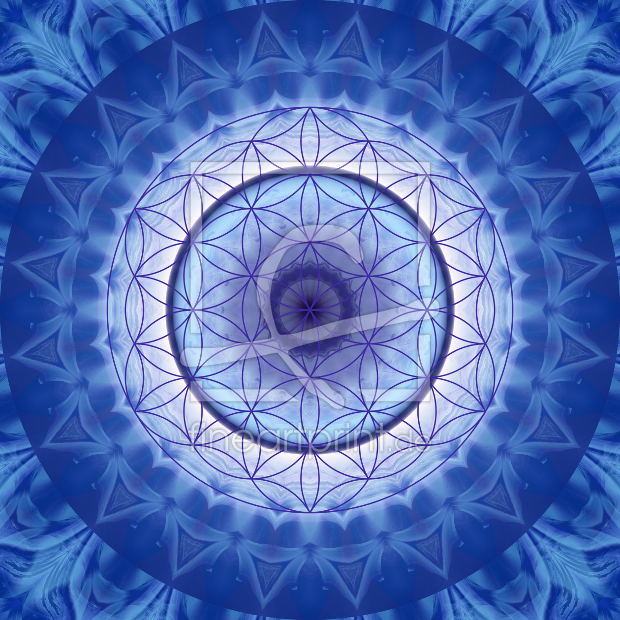 Bild-Nr.: 10937269 Mandala Blume des Lebens blau erstellt von Christine Bässler