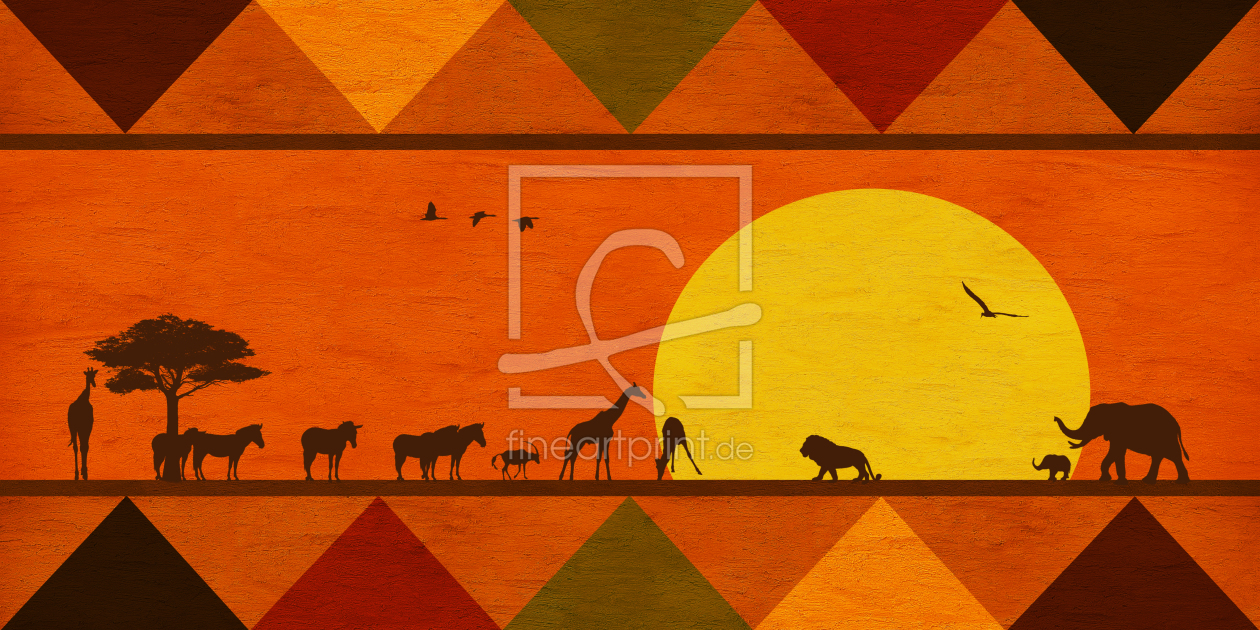 Bild-Nr.: 11221454 Afrika Farben mit Tiersilhouetten erstellt von Mausopardia