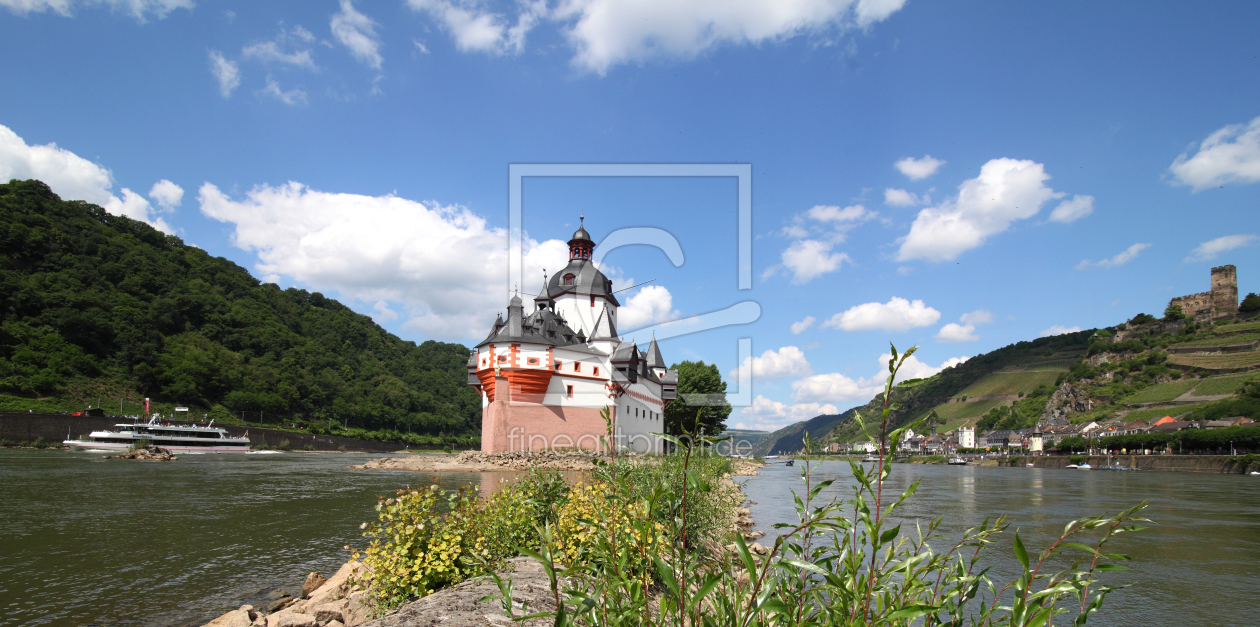 Bild-Nr.: 11274042 Die PFALZ bei KAUB am RHEIN mit einem SCHIFF und der BURG GUTENFELS erstellt von Buellom