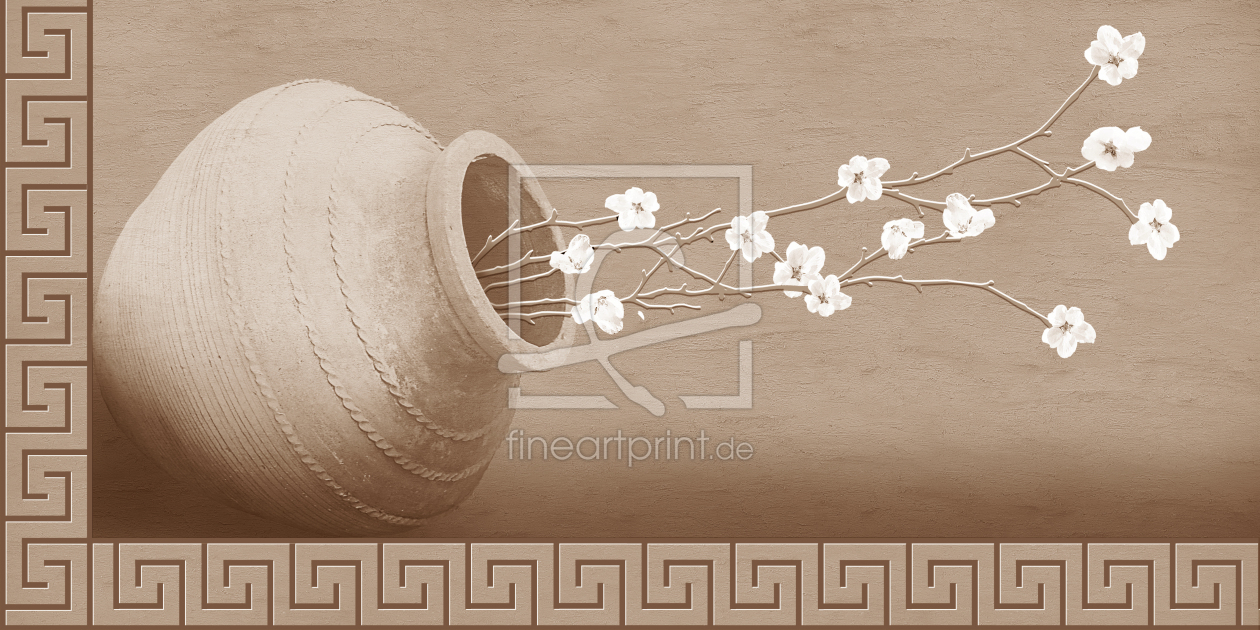 Bild-Nr.: 11395471 Weiße Blüten im Tontopf - beige erstellt von Mausopardia