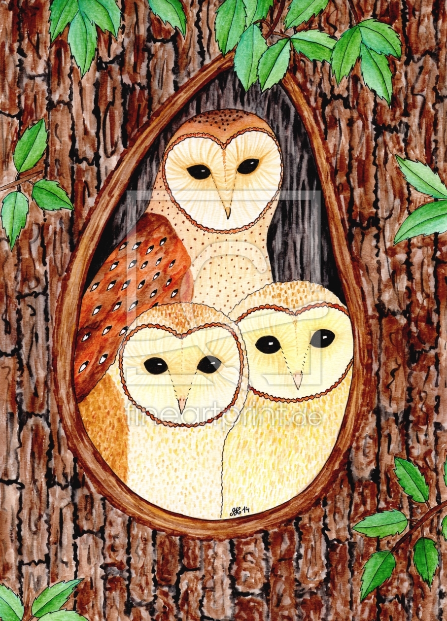 Bild-Nr.: 11433980 Schleiereulenfamilie erstellt von Owl-Art-Suri