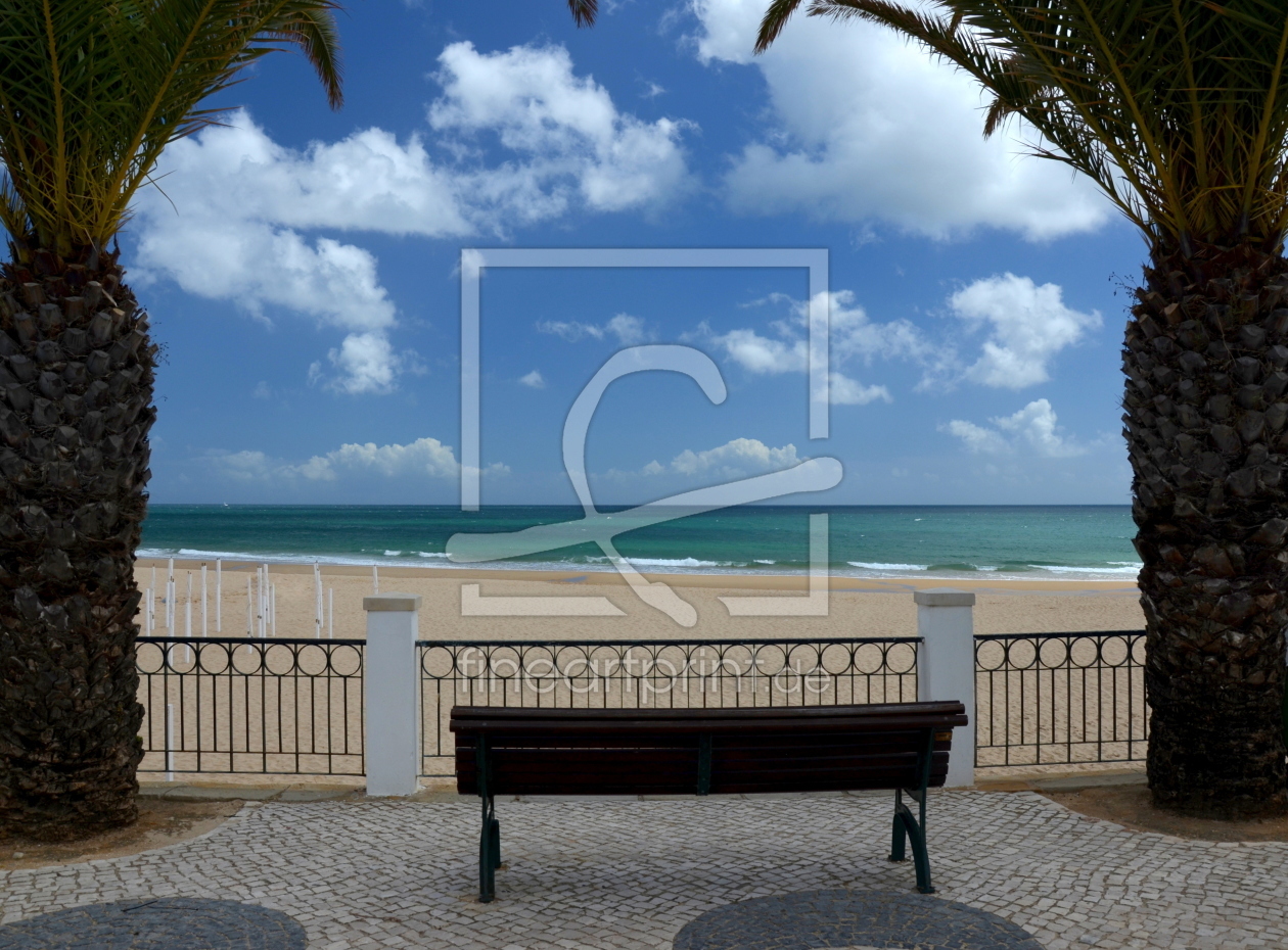 Bild-Nr.: 11501796 Ausblick Bank und Palme Luz Algarve Portugal erstellt von I. Heuer