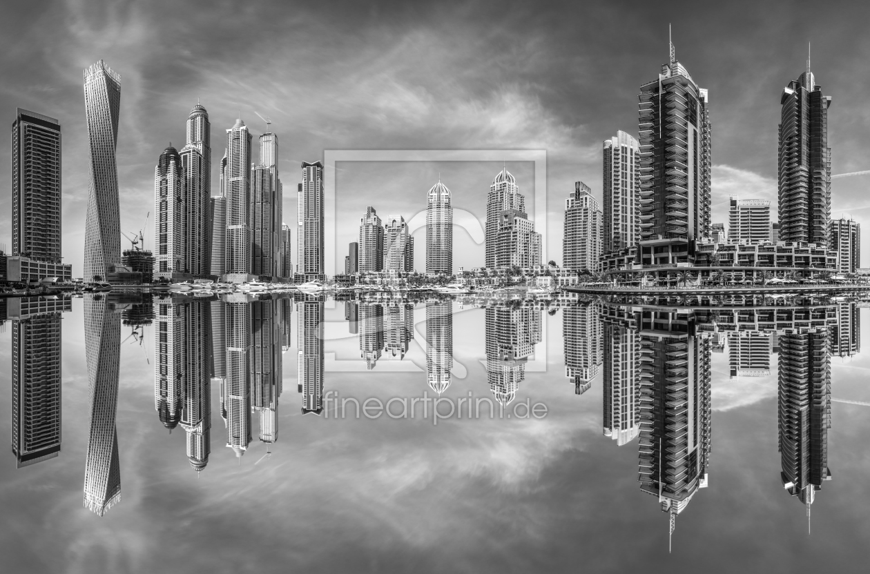 Bild-Nr.: 11539946 Dubai - Marina Skyline Reflections Schwarz Weiß erstellt von Jean Claude Castor
