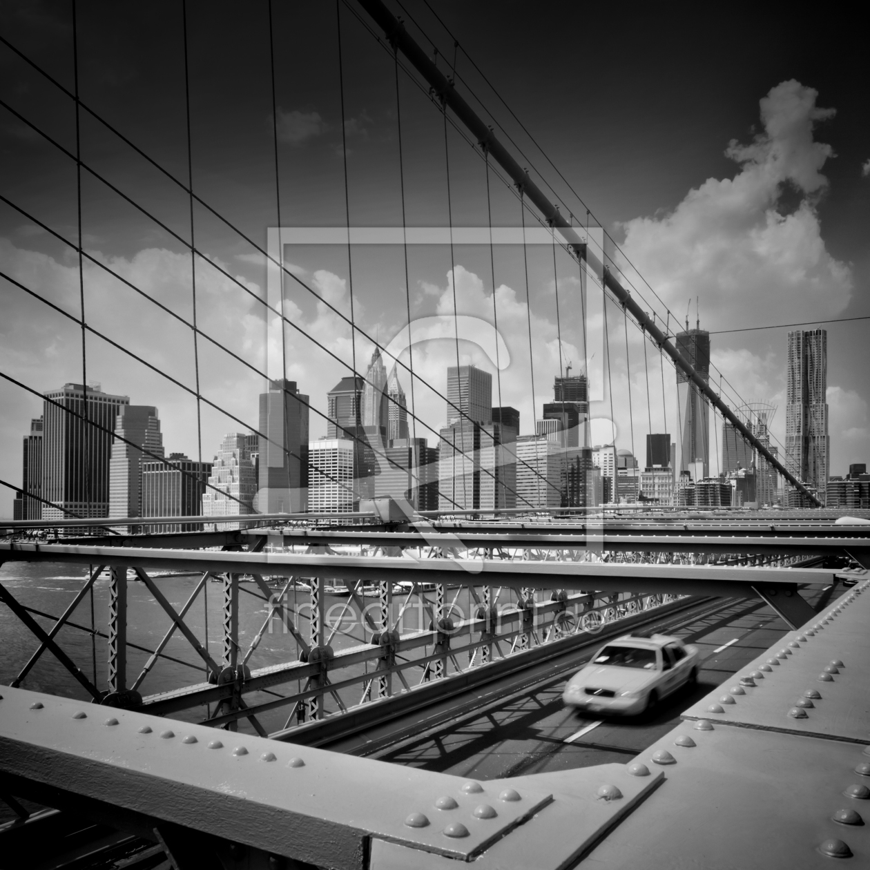 Bild-Nr.: 11567576 NYC Blick von der Brooklyn Bridge - Monochrom erstellt von Melanie Viola
