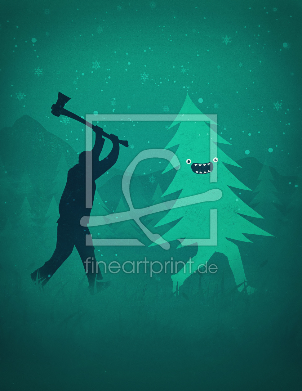 Bild-Nr.: 11624721 Funny Cartoon Christmas tree is chased by Lumberjack  Run Forrest, Run! erstellt von badbugs-art