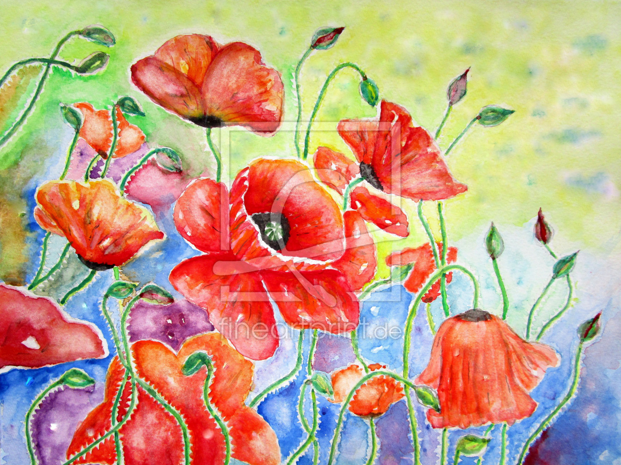 Bild-Nr.: 11745260 Mohn-Wiese Aquarell erstellt von siegfried2838