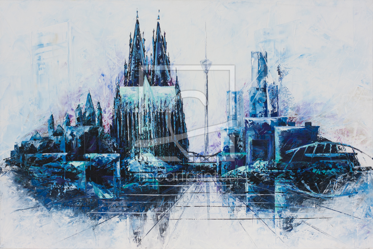 Bild-Nr.: 11807526 Kölner Dom Skyline blau erstellt von Renate Berghaus