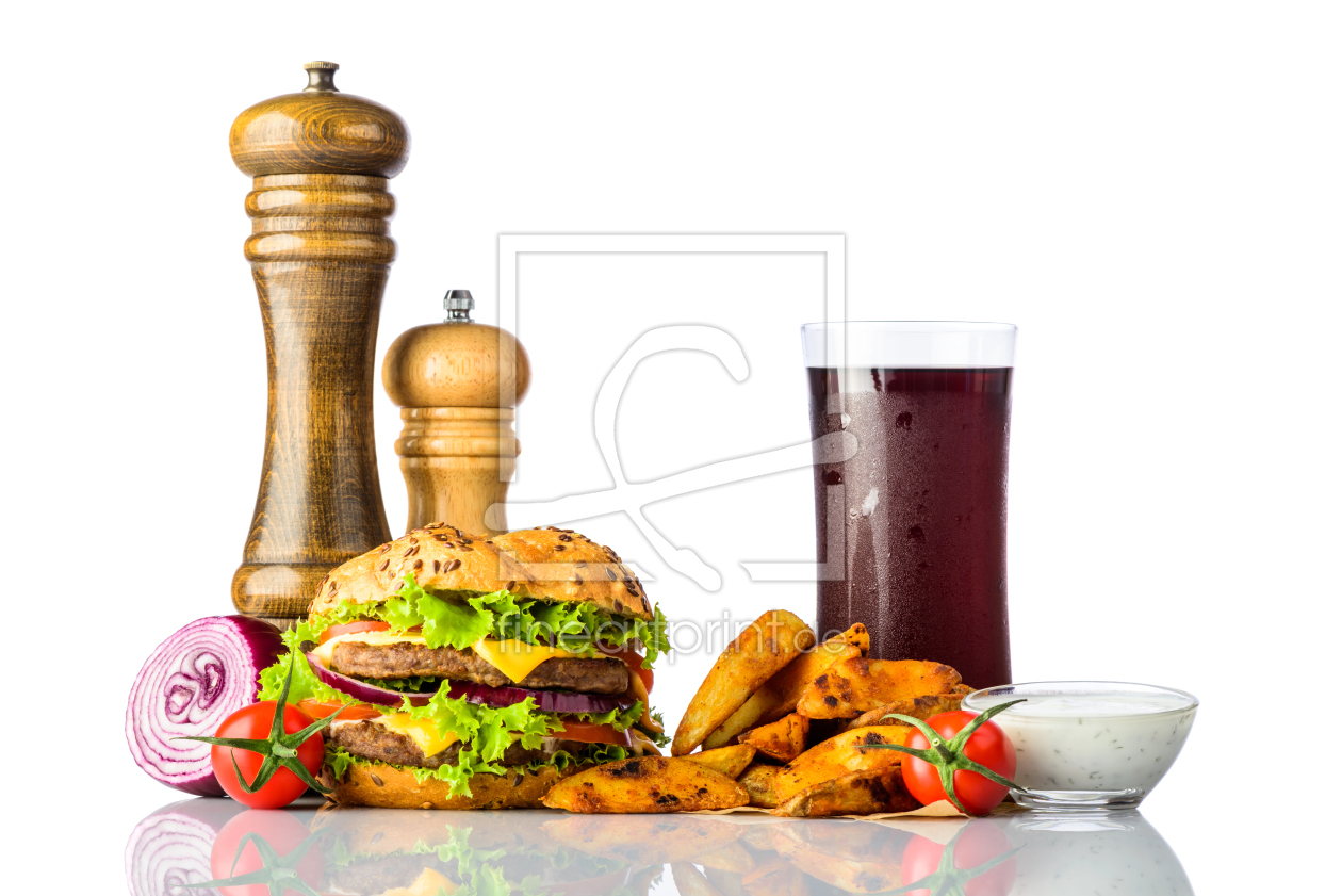 Bild-Nr.: 11820633 Fastfood Cola und Burger auf Weiss erstellt von xfotostudio