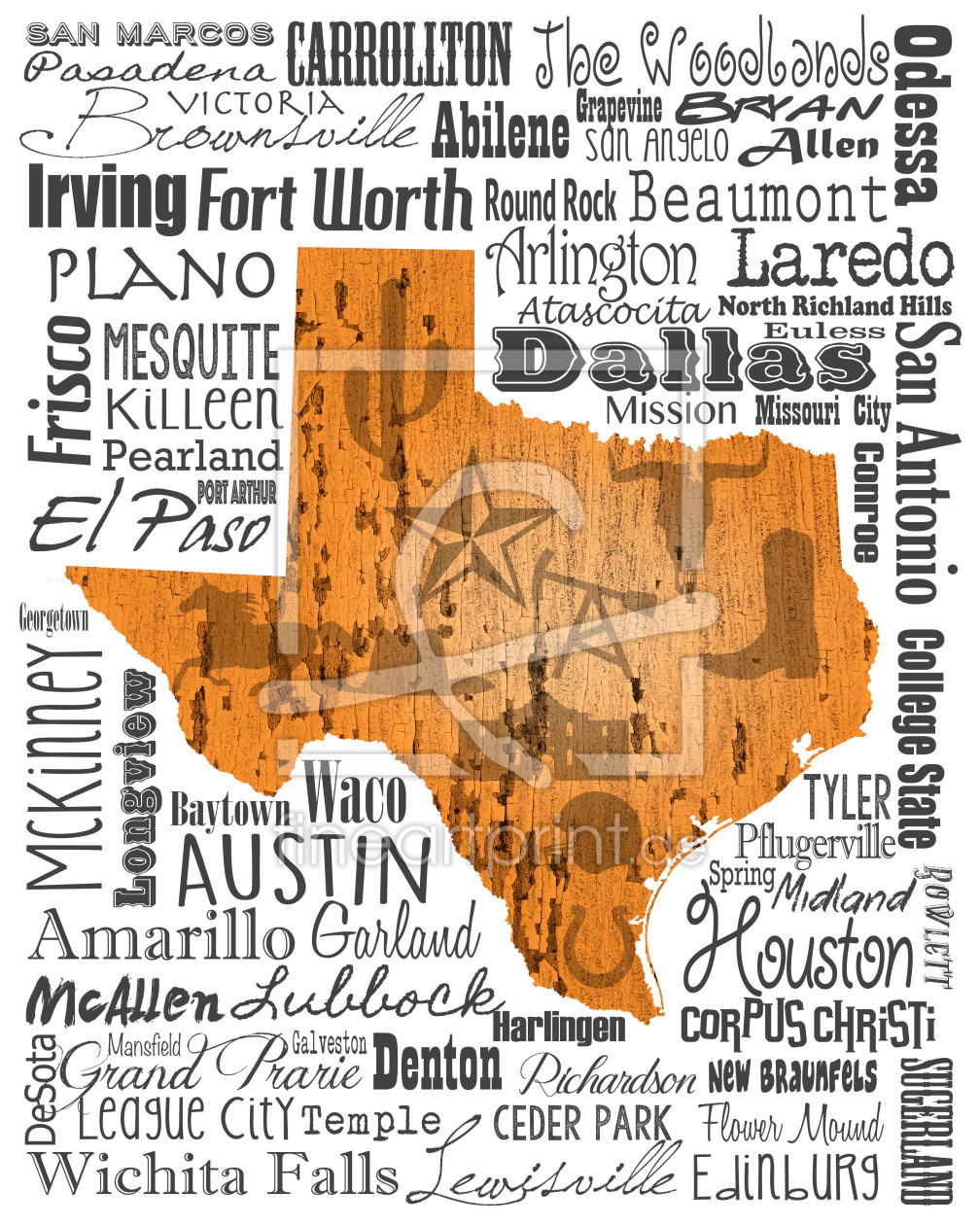 Bild-Nr.: 11821308 State Your Name Texas White erstellt von CASA-FINE-ARTS