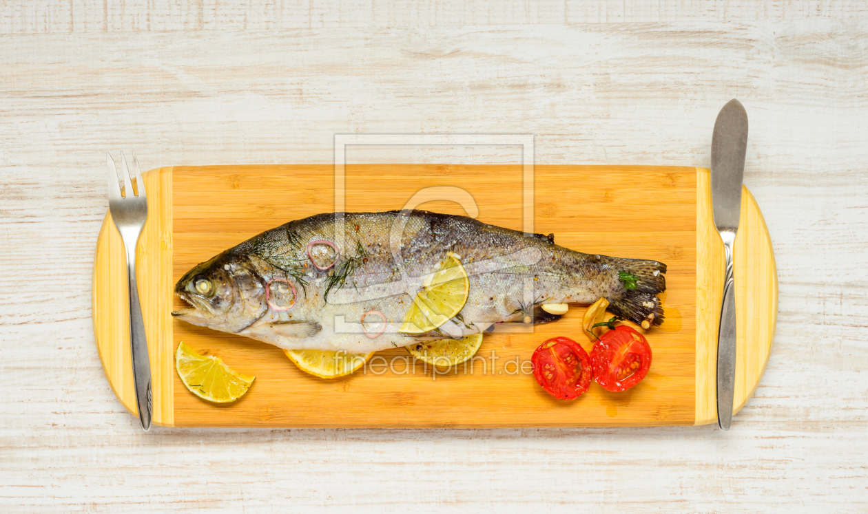 Bild-Nr.: 11828539 Gebackener Fisch mit Messer und Gabel erstellt von xfotostudio