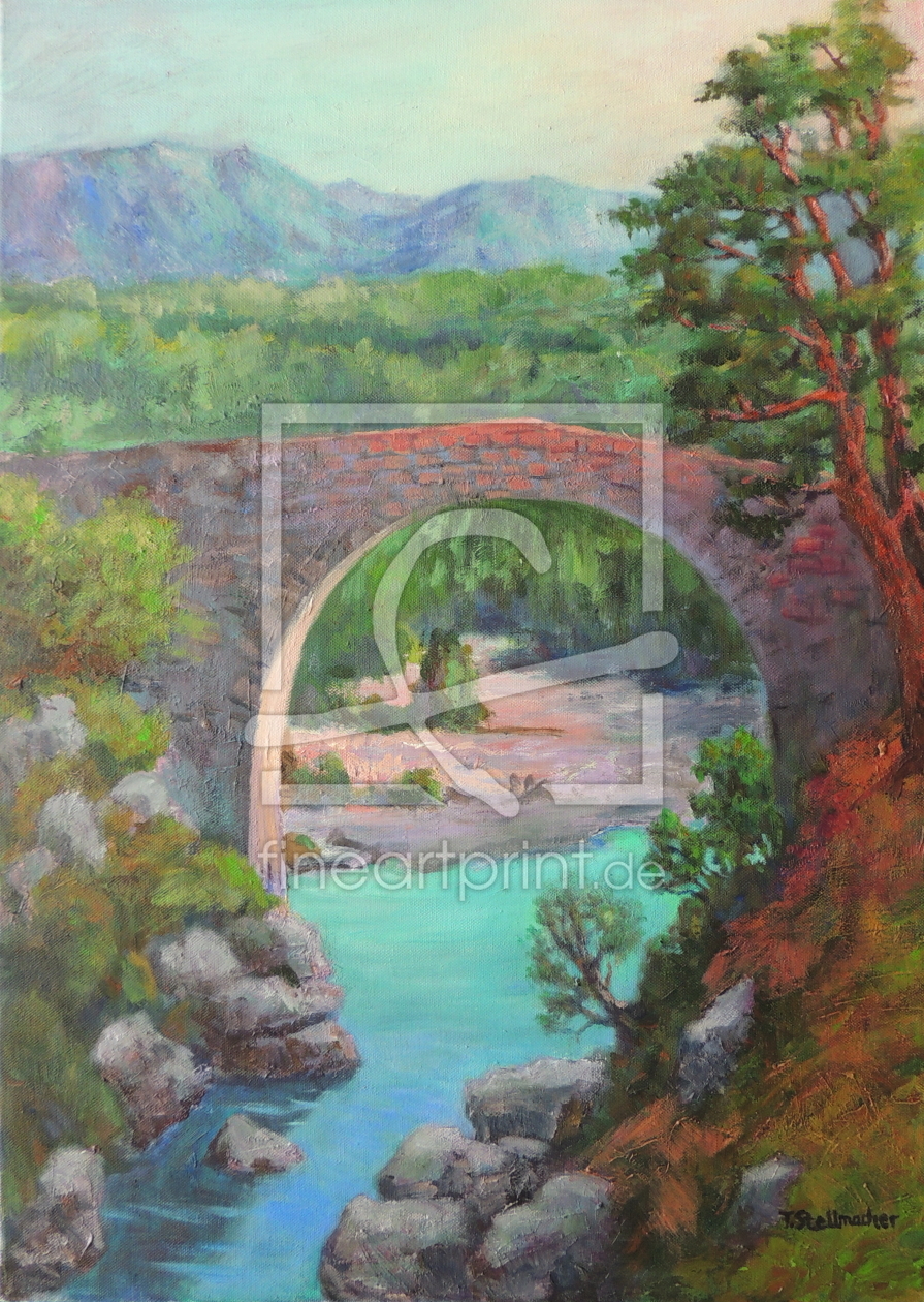 Bild-Nr.: 11851355 Mittelalterliche Brücke in den Pyrenäen erstellt von Landschaftsmaler