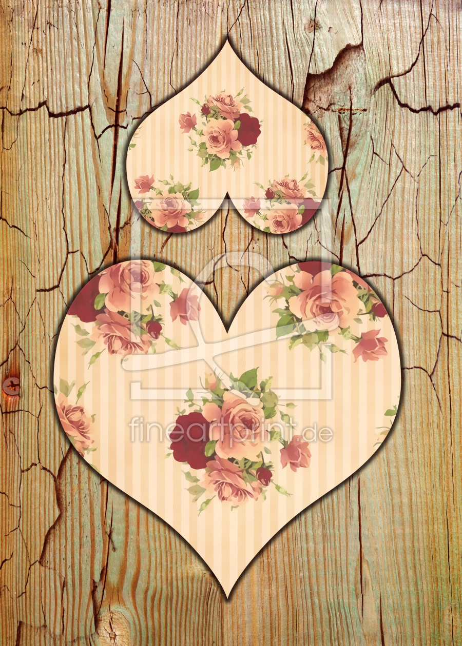 Bild-Nr.: 11873506 Zwei Herzen mit Rosen im shabby chic style erstellt von DagmarMarina