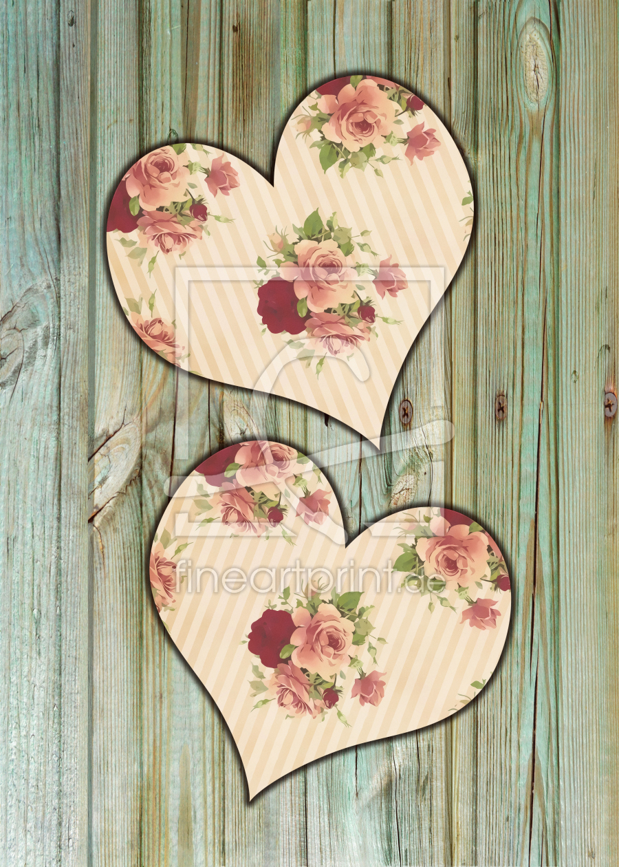 Bild-Nr.: 11873507 Zwei Herzen mit Rosenmotiv im shabby chic style erstellt von DagmarMarina