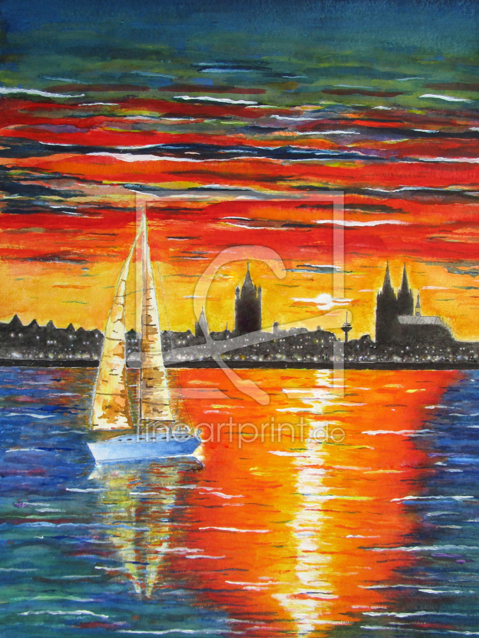 Bild-Nr.: 11886276 Köln Rhein-Segeln bei Sonnenuntergang erstellt von siegfried2838