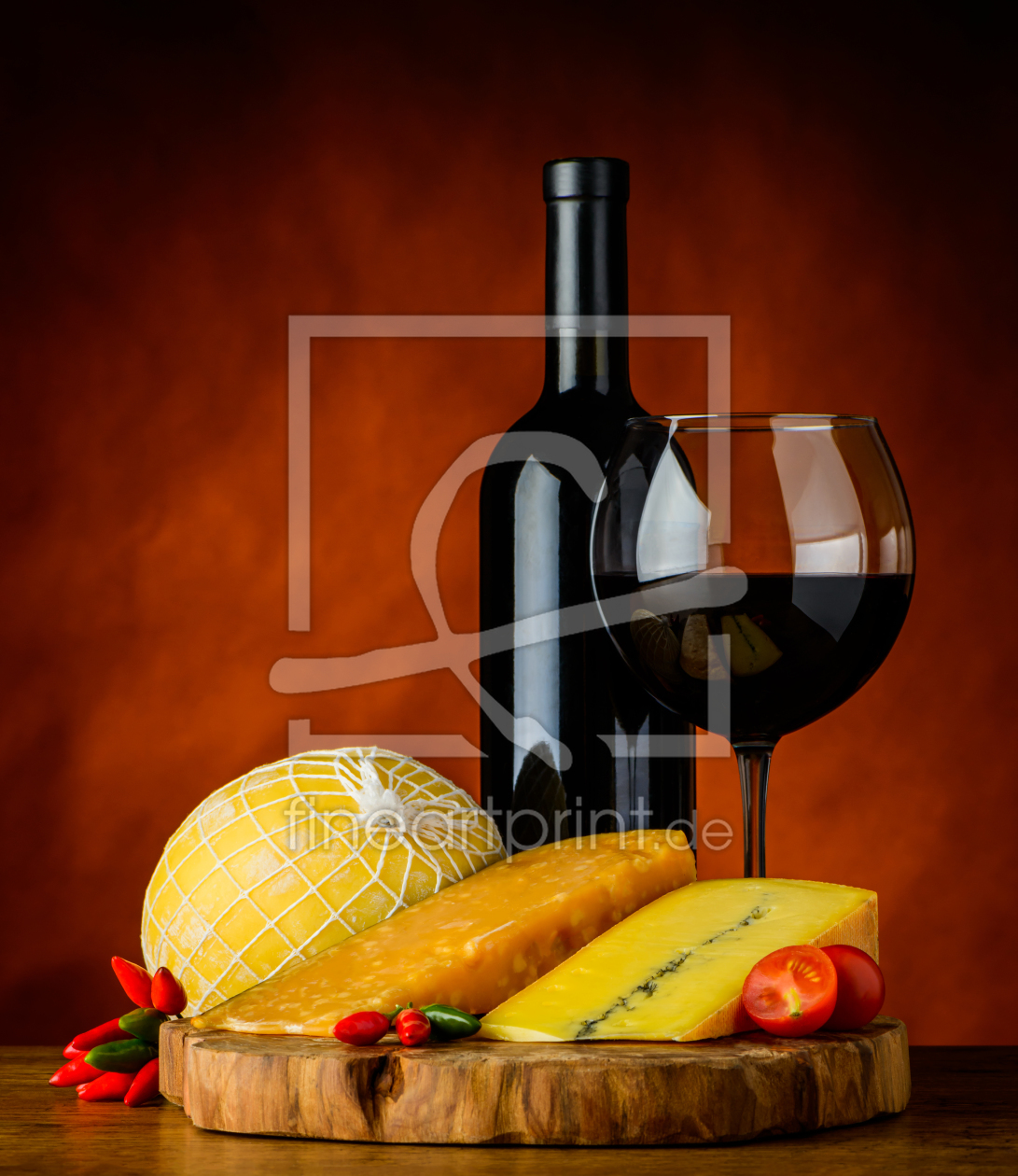 Bild-Nr.: 11905418 Rotwein mit verschiedenen Käsesorten erstellt von xfotostudio