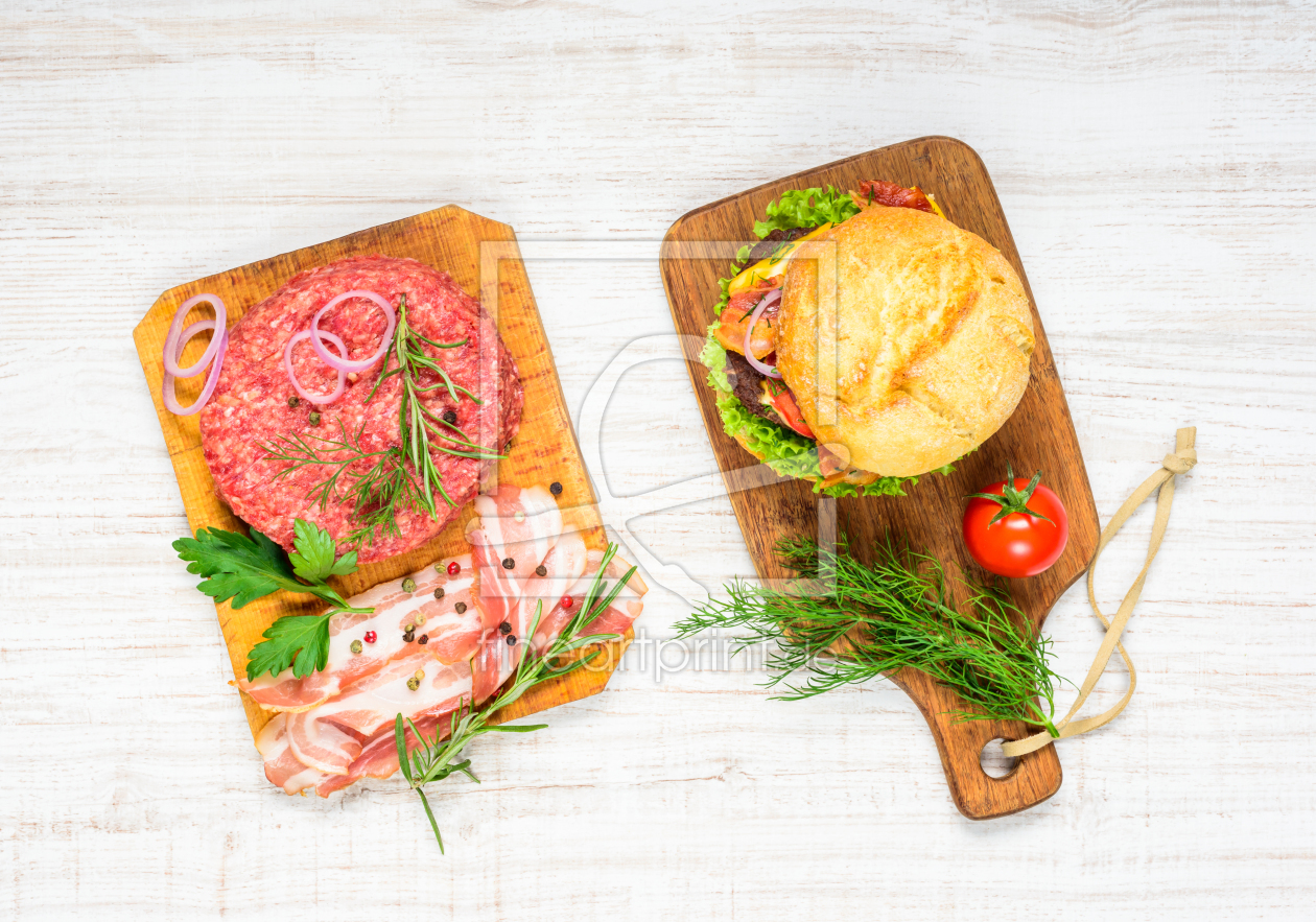 Bild-Nr.: 11907164 Burger und Hackfleisch Zutaten erstellt von xfotostudio