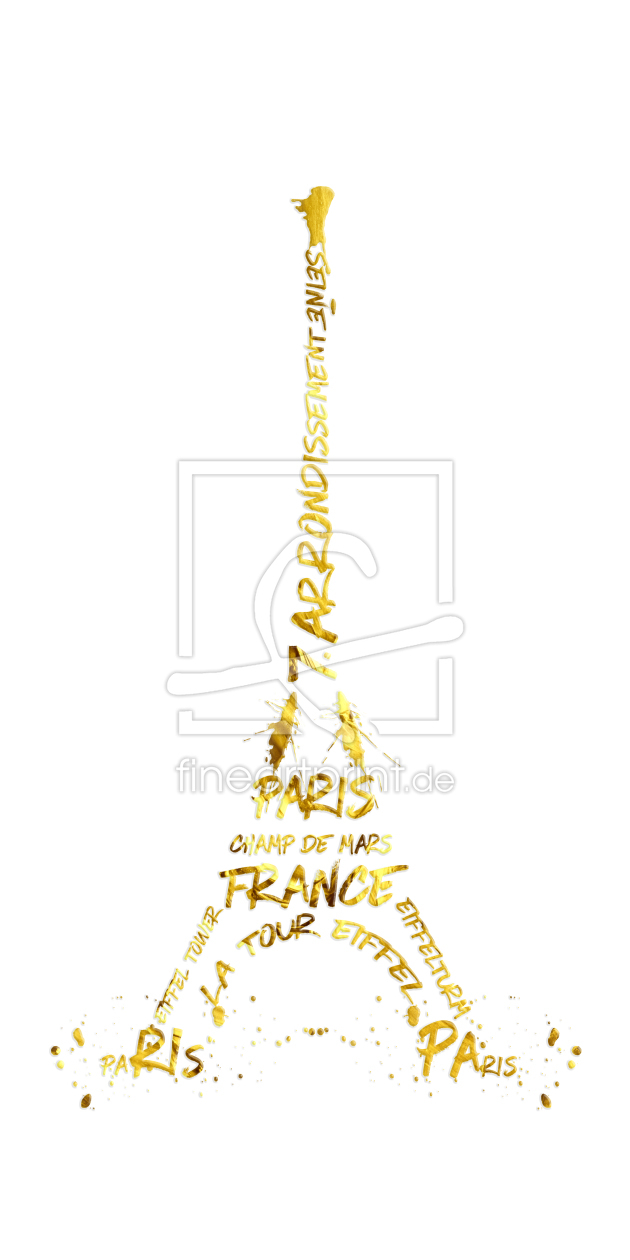 Bild-Nr.: 11909630 Digital-Art Eiffelturm - Panorama in weiß und gold erstellt von Melanie Viola