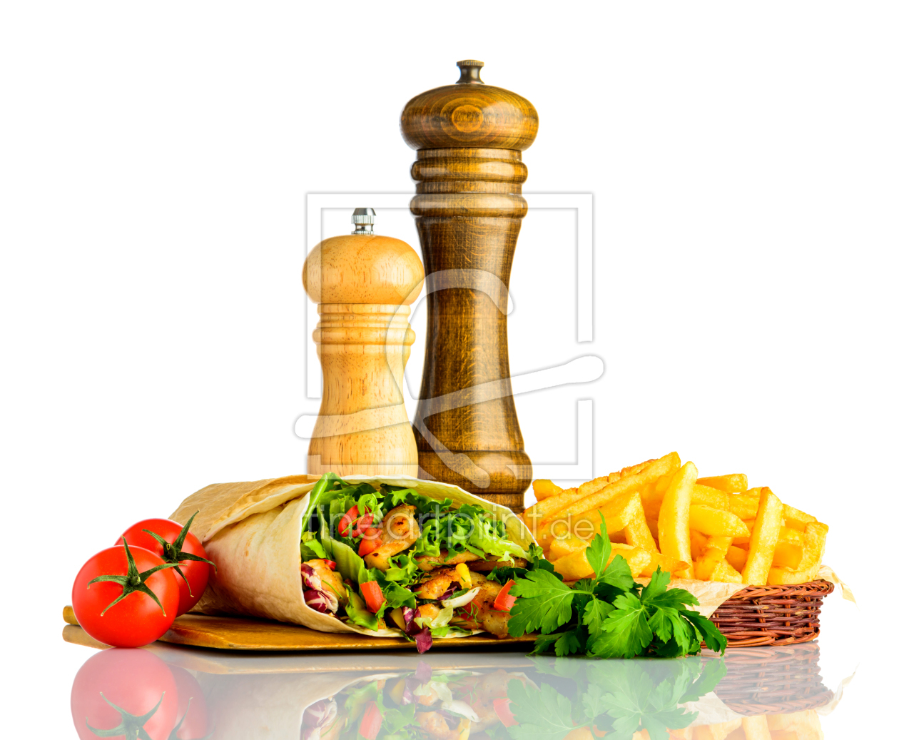 Bild-Nr.: 11913661 Shawarma mit Pommes auf Weißem Hintergrund erstellt von xfotostudio
