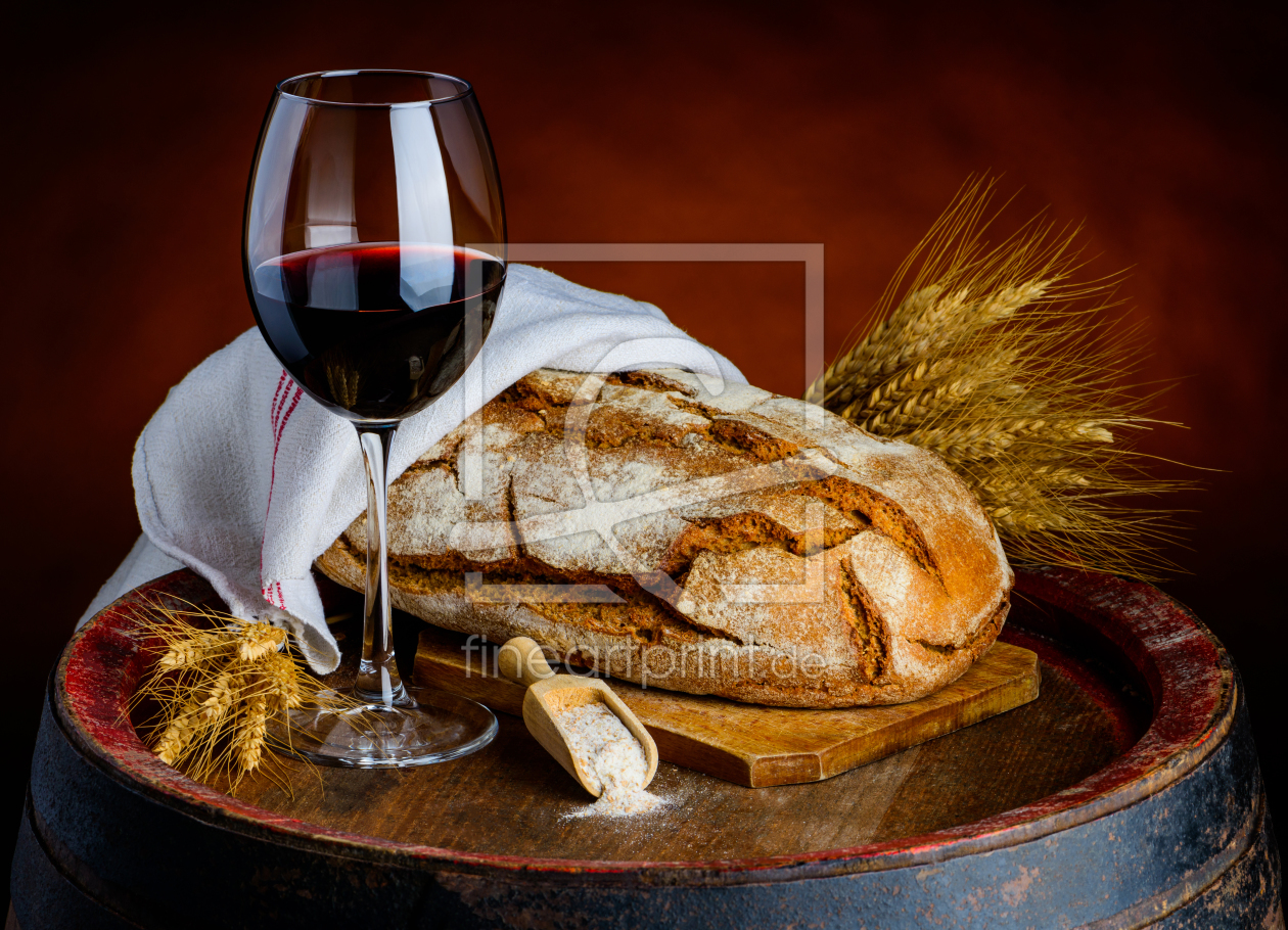 Bild-Nr.: 11914447 Stillleben mit Rotwein und Brot erstellt von xfotostudio