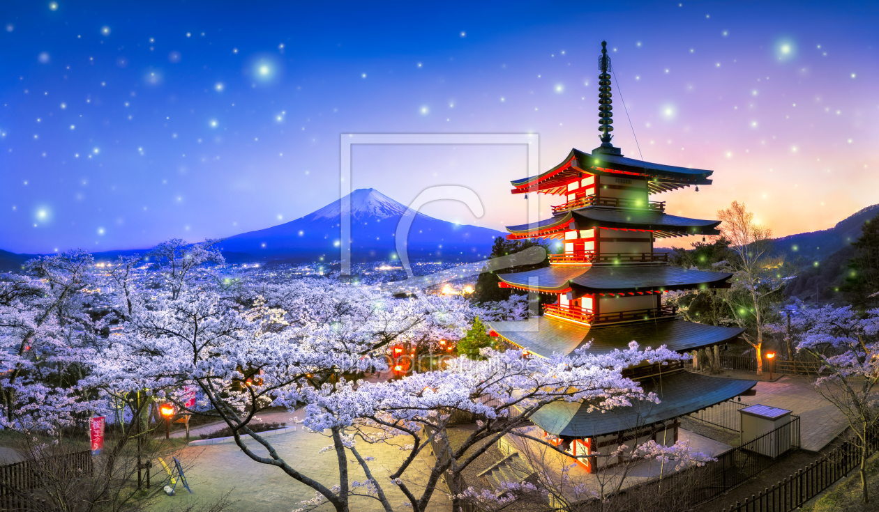 Bild-Nr.: 11915220 Chureito Pagode mit Kirschblüten und Berg Fuji erstellt von eyetronic