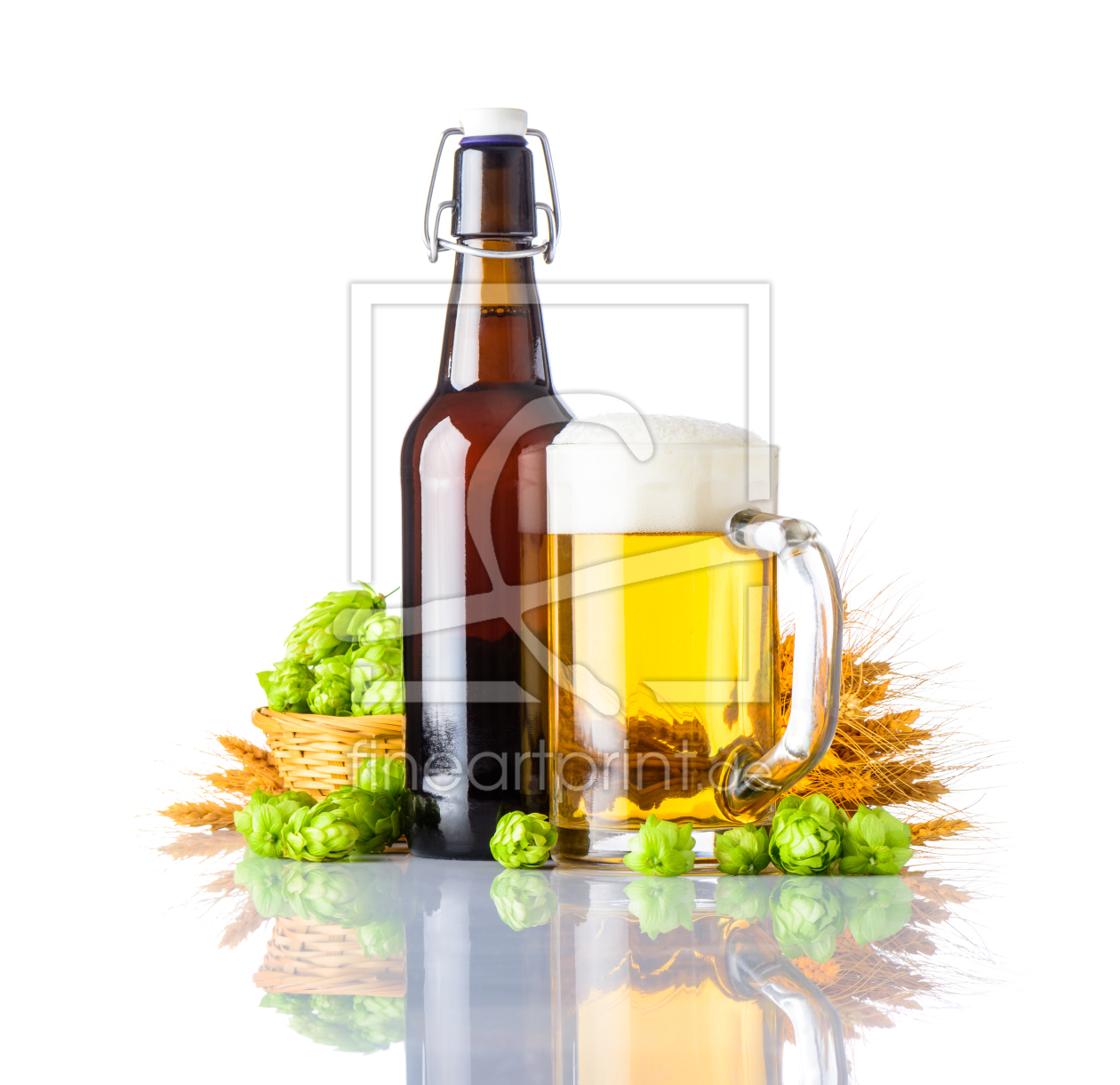 Bild-Nr.: 11917652 Maß Bier mit Hopfen und Weizen auf Weiß erstellt von xfotostudio