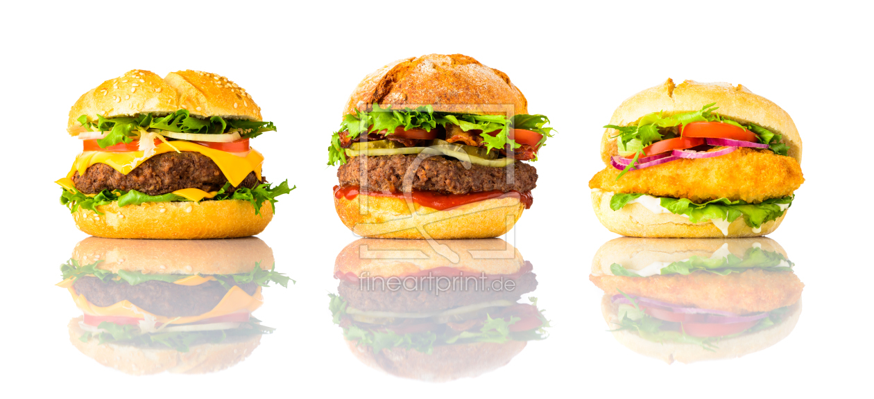 Bild-Nr.: 11920189 Verschiedene Burger auf Weißem Hintergrund erstellt von xfotostudio