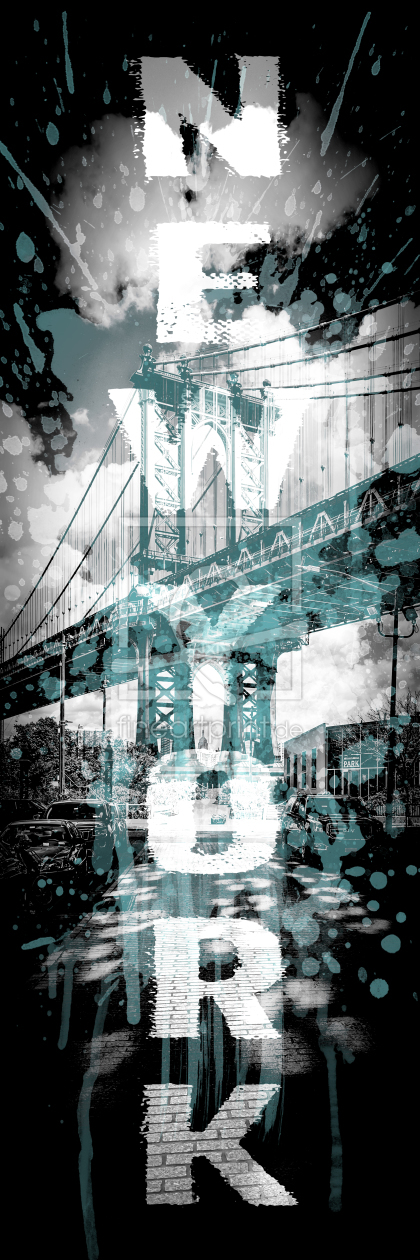 Bild-Nr.: 11944915 POP ART Manhattan Bridge - türkis - Panorama  erstellt von Melanie Viola