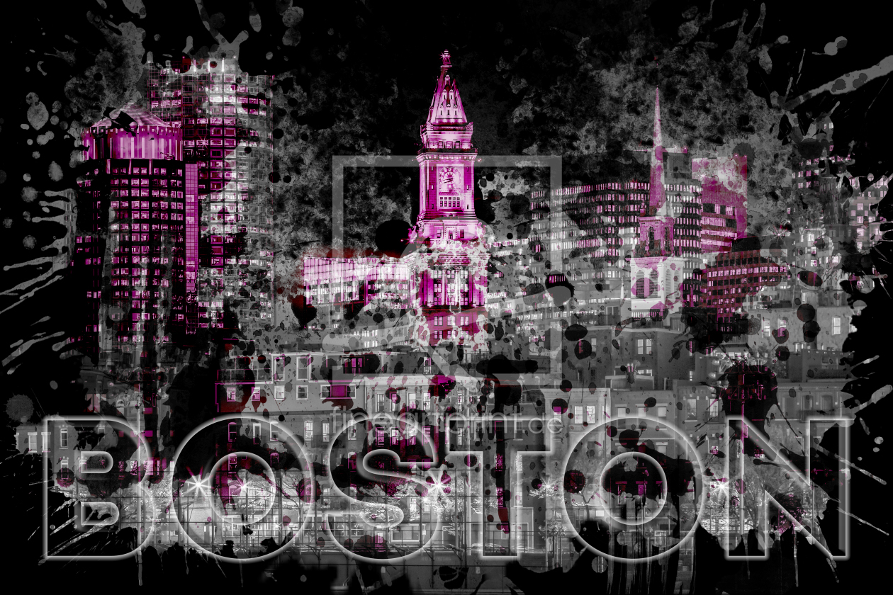 Bild-Nr.: 11946327 Pop Art BOSTON Skyline - pink erstellt von Melanie Viola