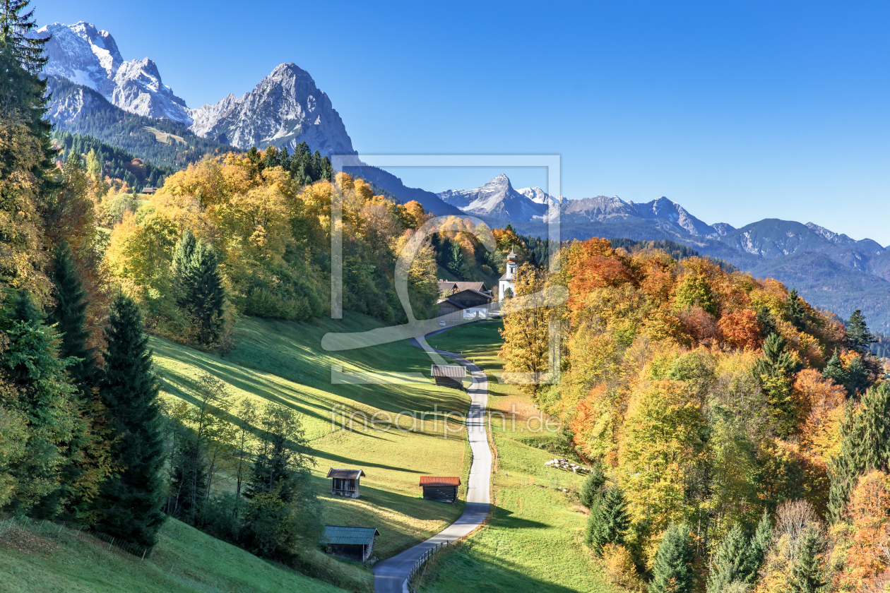 Bild-Nr.: 11949060 Herbstlandschaft mit Blick auf die Zugspitze erstellt von Achim Thomae