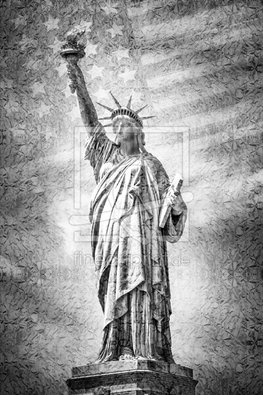 Bild-Nr.: 11962070 NEW YORK CITY Freiheitsstatue mit Flagge - silber erstellt von Melanie Viola