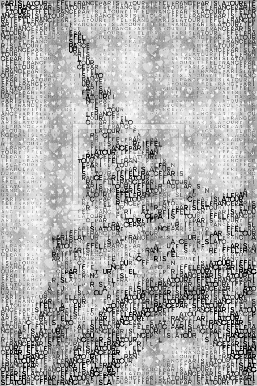 Bild-Nr.: 11969836 Typografiekunst PARIS Eiffelturm mit Herzen silber erstellt von Melanie Viola