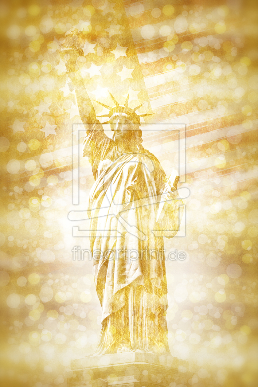 Bild-Nr.: 11978826 NEW YORK CITY Freiheitsstatue mit Flagge - gold erstellt von Melanie Viola