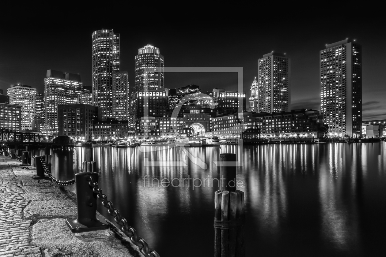 Bild-Nr.: 11998071 BOSTON Skyline in der Nacht - monochrom erstellt von Melanie Viola
