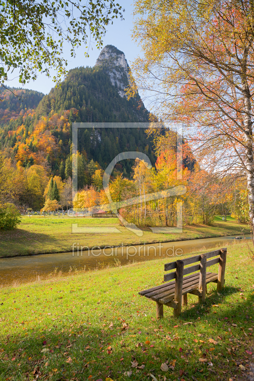 Bild-Nr.: 12009796 Rastbank an der Ammer Herbstlandschaft Bayern erstellt von SusaZoom