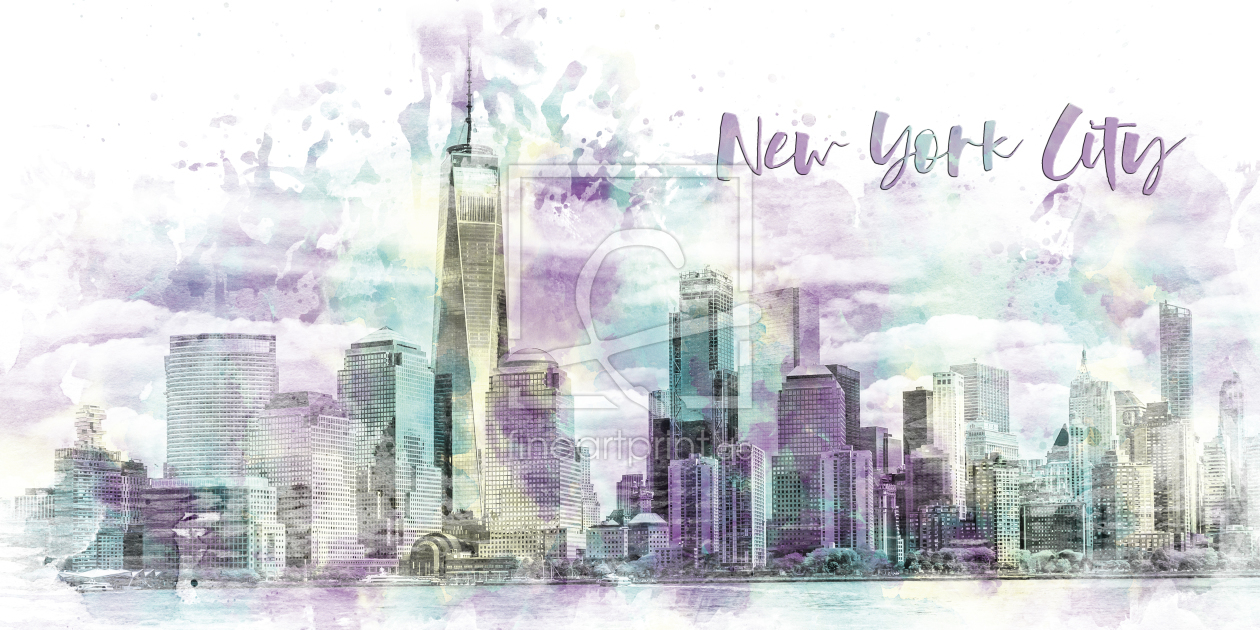 Bild-Nr.: 12014439 Modern Art NYC Manhattan Skyline - Aquarell erstellt von Melanie Viola