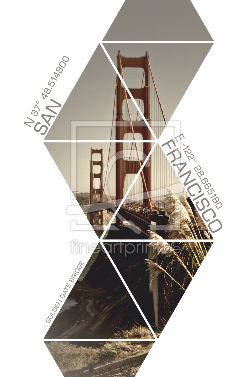 Bild-Nr.: 12015946 Koordinaten SAN FRANCISCO Golden Gate Bridge erstellt von Melanie Viola