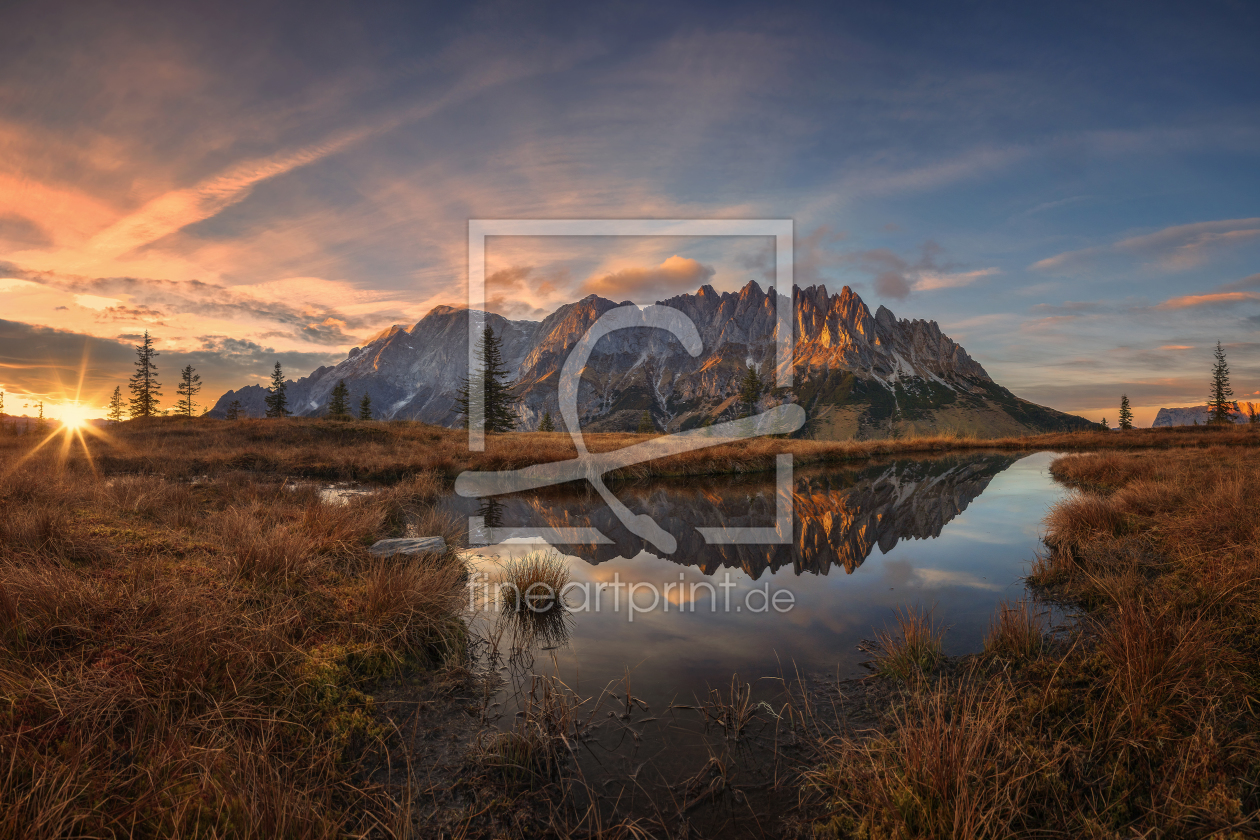 Bild-Nr.: 12021400 Sunset in den Alpen mit Spiegelung Hochkönig erstellt von Dieter Dieter Meyrl