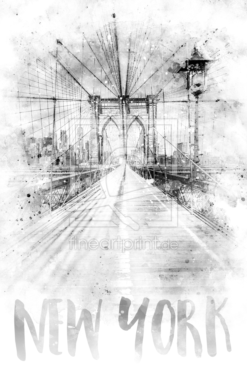 Bild-Nr.: 12028256 Monochrome Kunst NYC Brooklyn Bridge - Aquarell erstellt von Melanie Viola