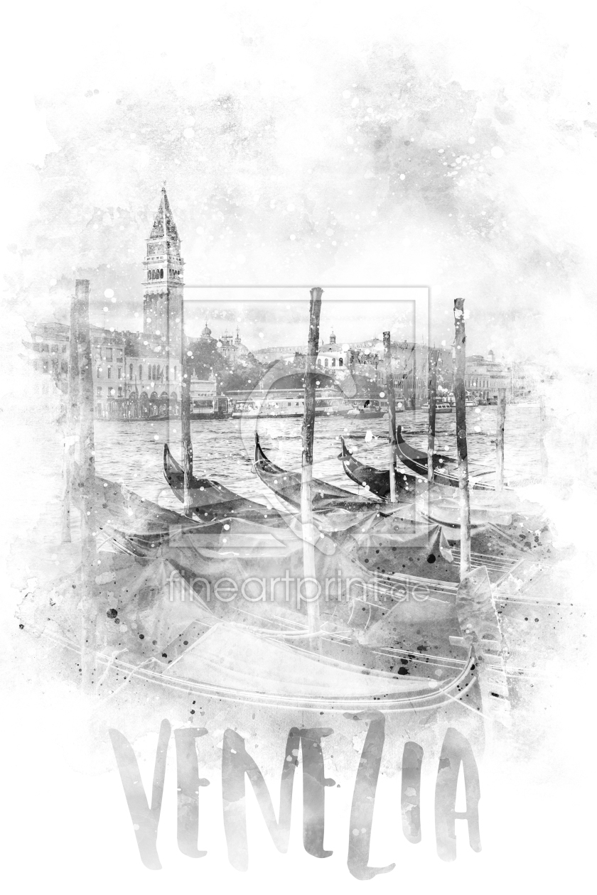 Bild-Nr.: 12030895 Monochrome Kunst CANAL GRANDE - Aquarell erstellt von Melanie Viola