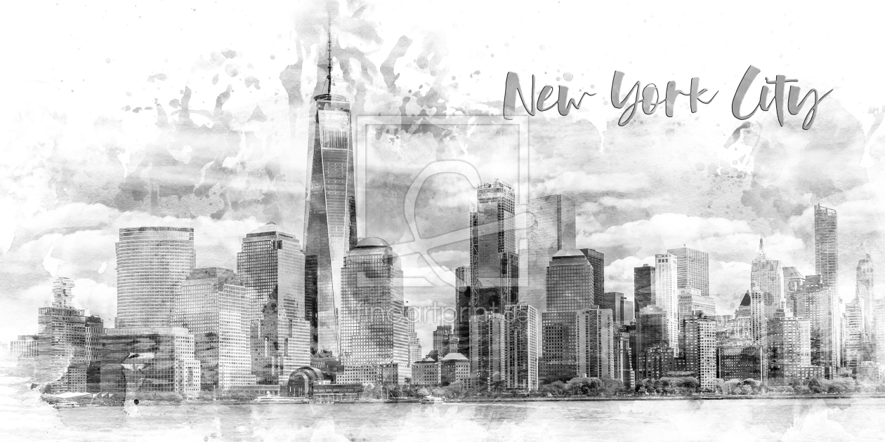 Bild-Nr.: 12036774 Modern Art NYC Manhattan Skyline - Aquarell sw erstellt von Melanie Viola