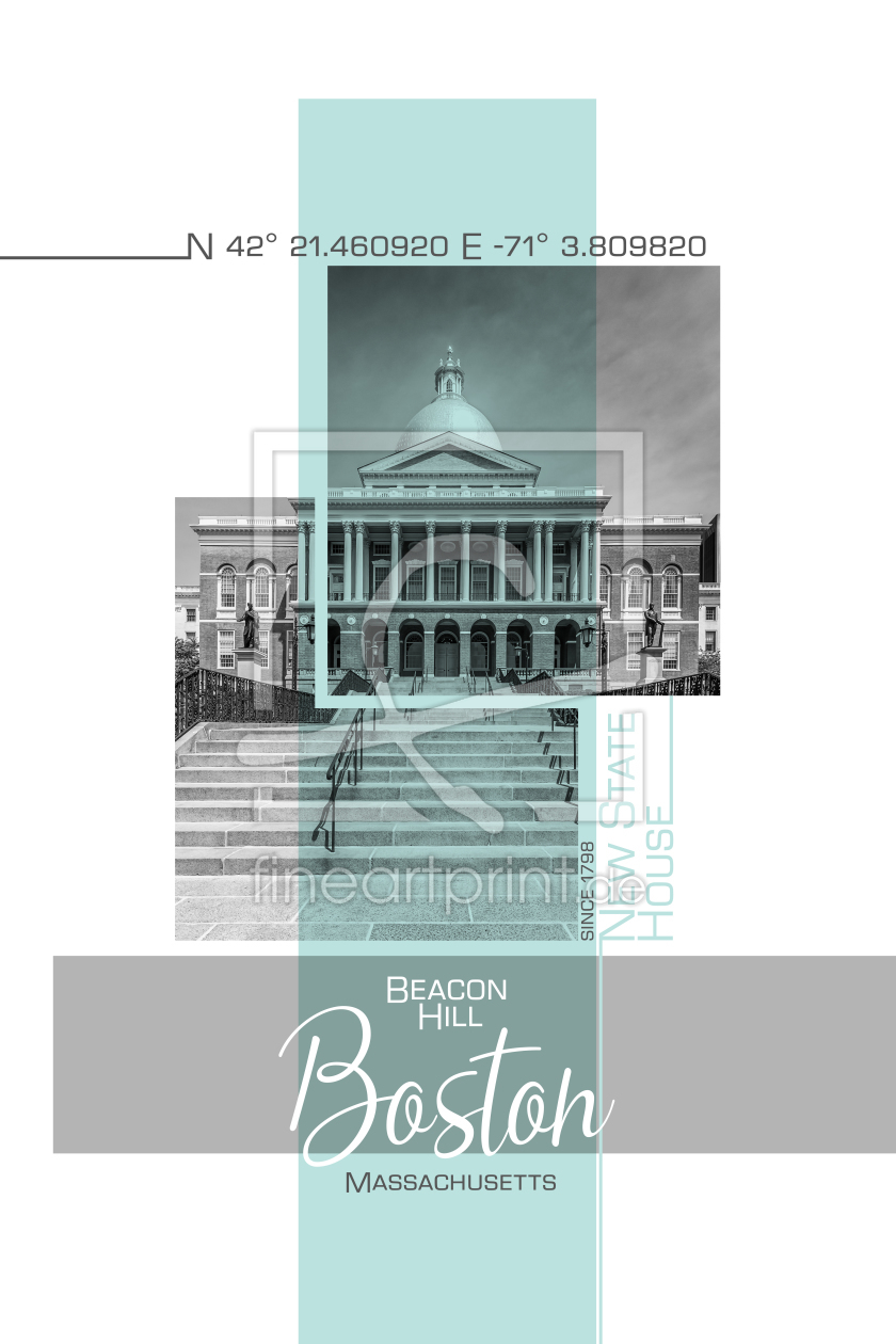 Bild-Nr.: 12066219 Poster Art BOSTON New State House erstellt von Melanie Viola