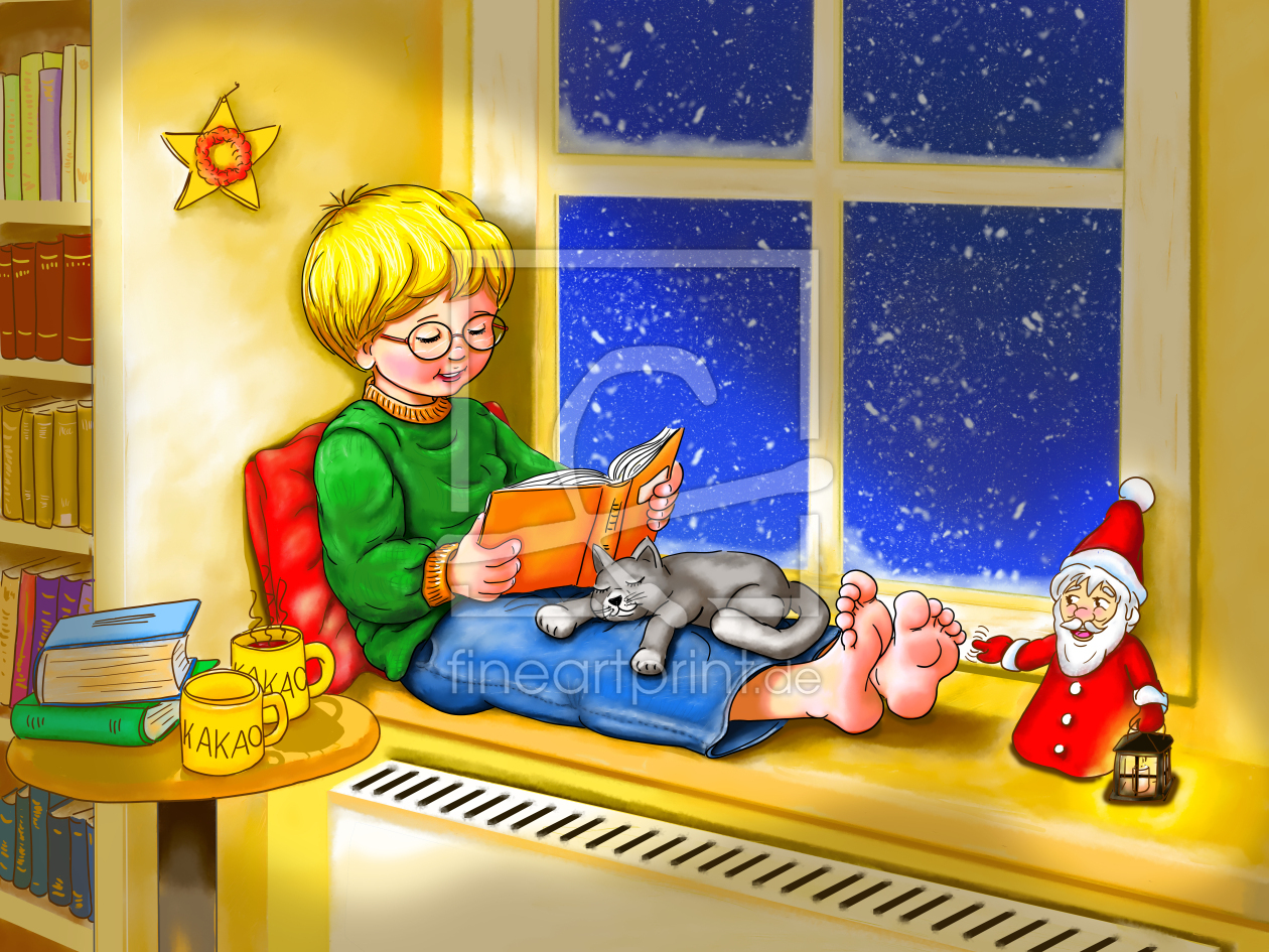 Bild-Nr.: 12143375 Kuschelig lesen mit einem warmen Kakao erstellt von PeterHolle