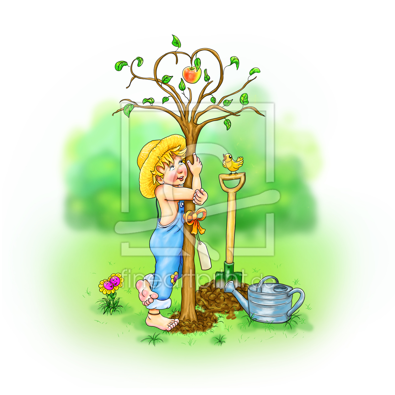 Bild-Nr.: 12220586 Der kleine Gärtner - Ich liebe meinen neuen Baum erstellt von PeterHolle