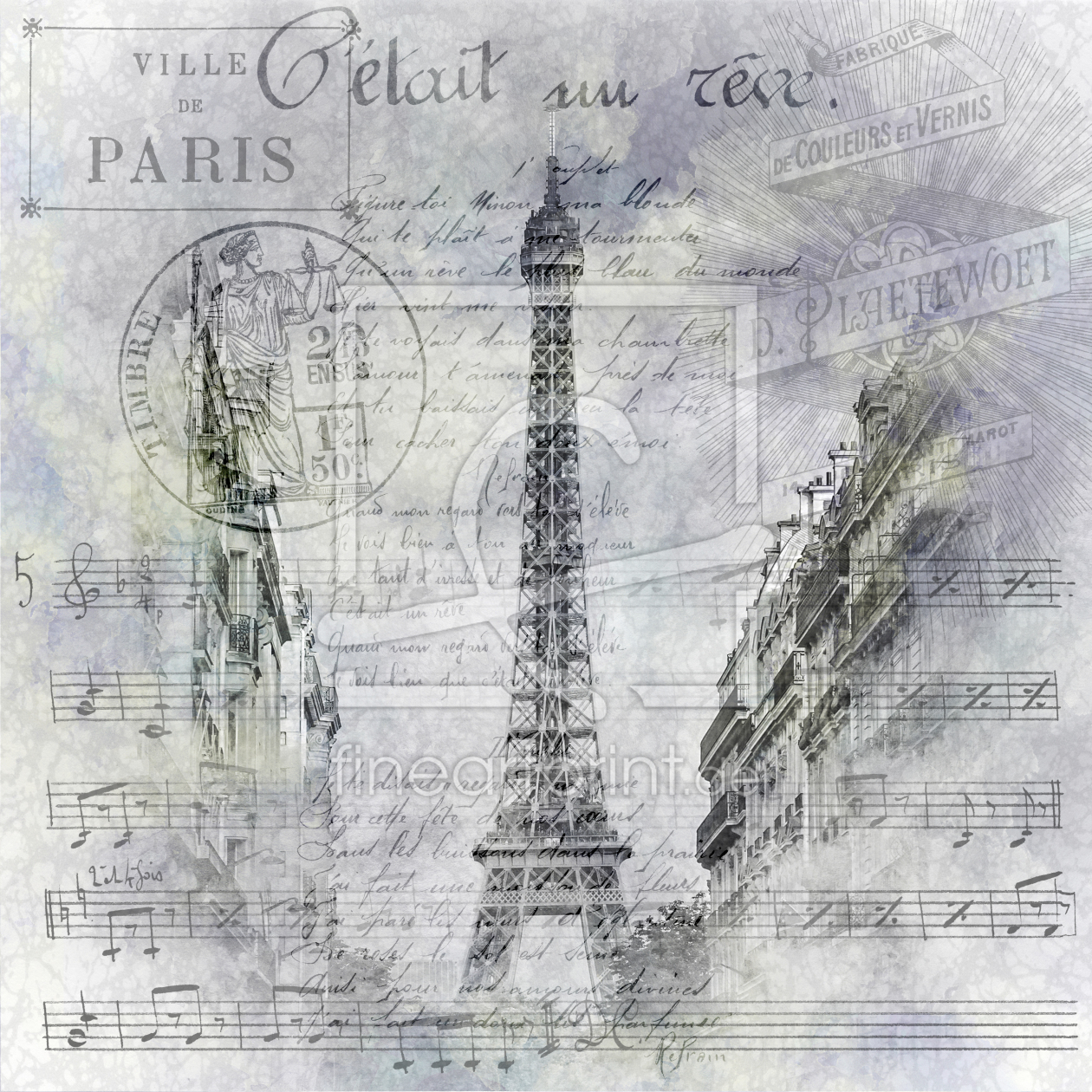 Bild-Nr.: 12305953 Paris Collage - Eiffelturm Straßenszene erstellt von Melanie Viola