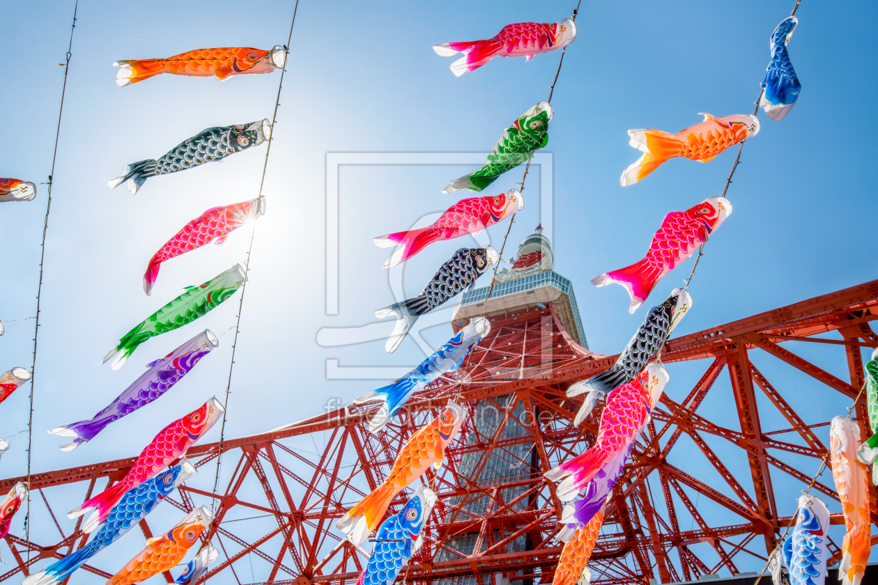 Bild-Nr.: 12362533 Bunte Koi Nobori Fahnen am Tokyo Tower erstellt von eyetronic
