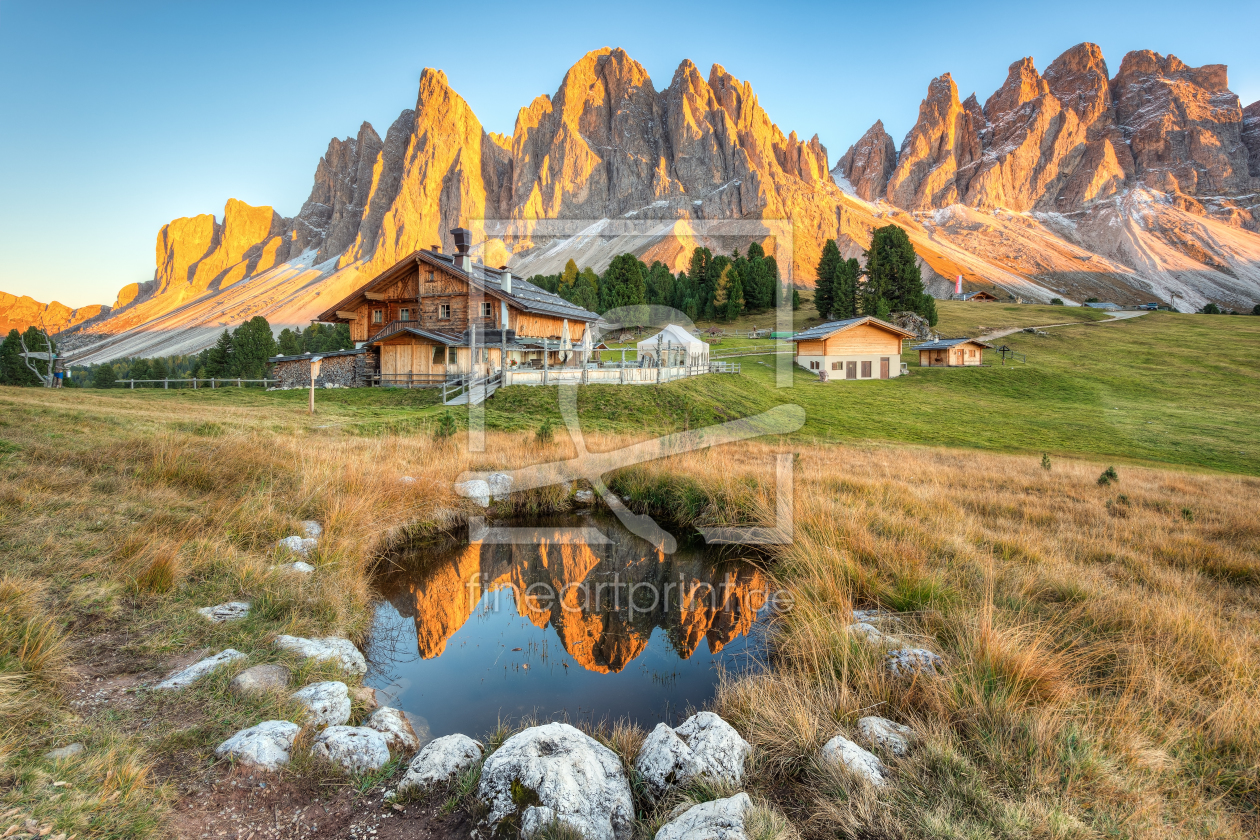 Geisleralm in Südtirol als Leinwanddruck 12385674