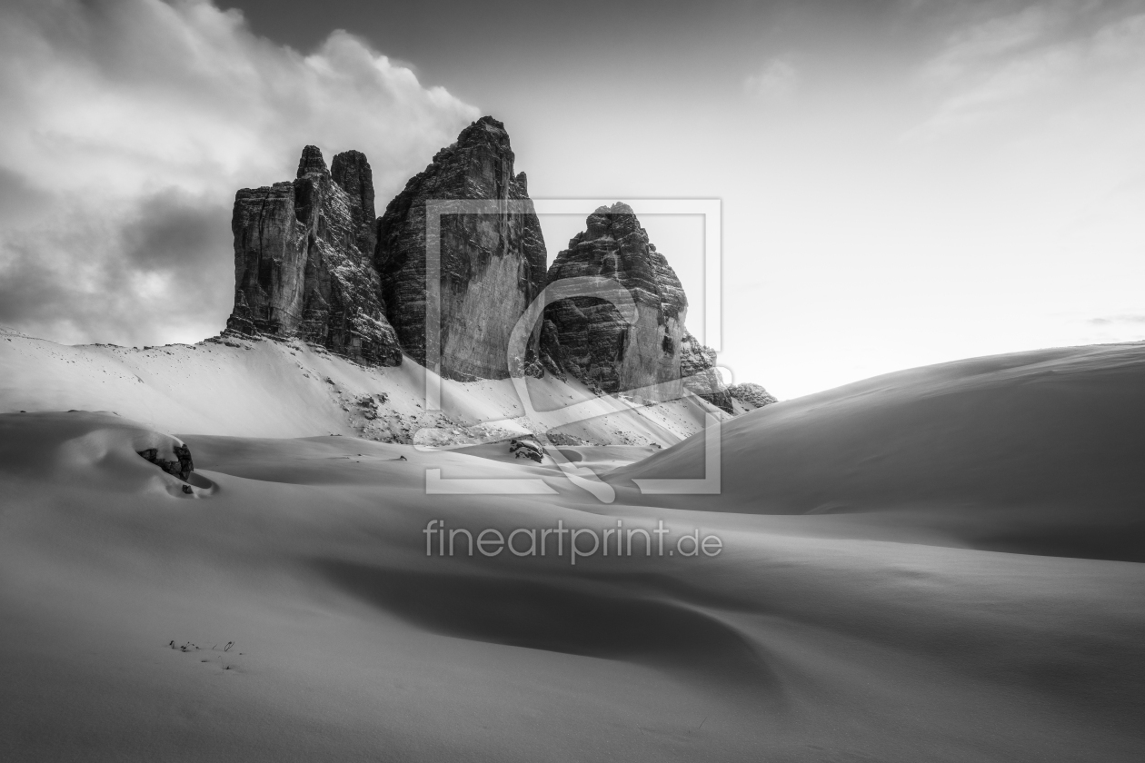 Bild-Nr.: 12400997 Die Drei Zinnen umgeben von Schnee erstellt von Daniela Beyer