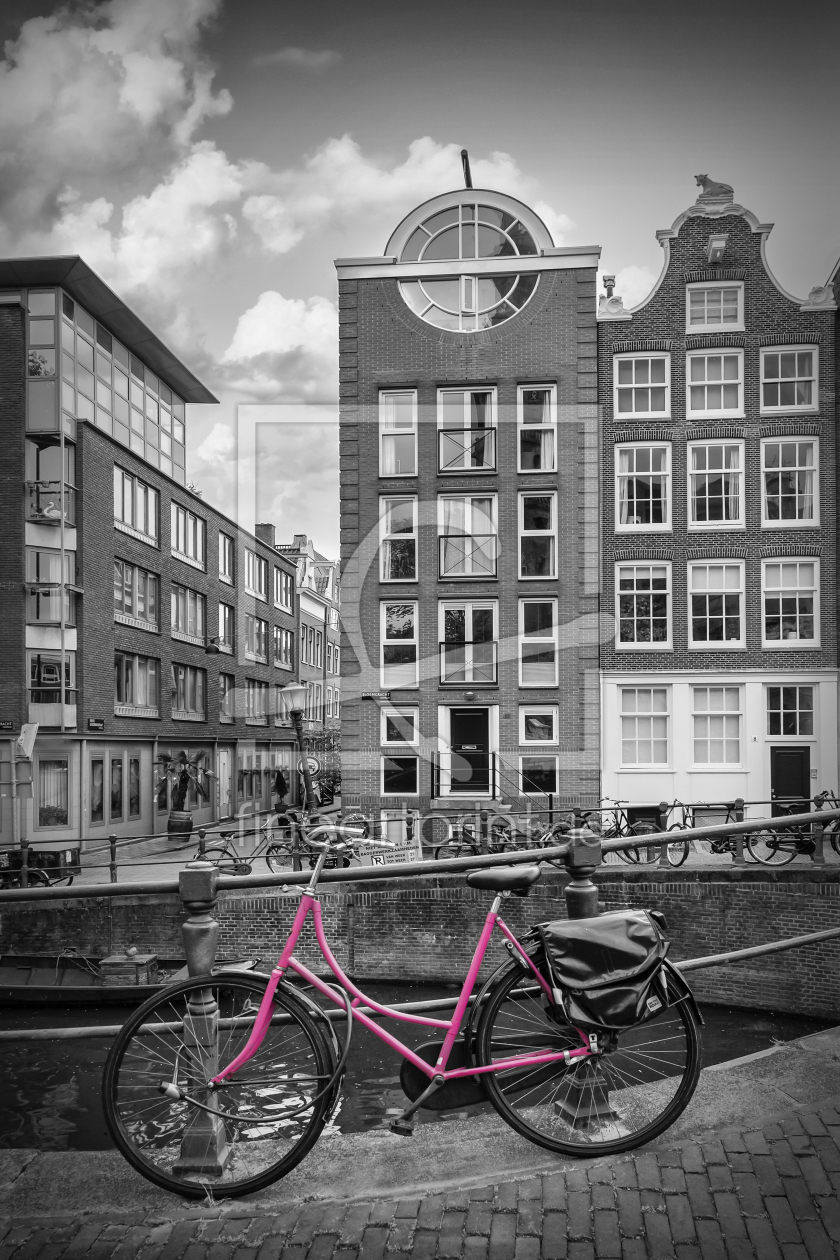 Bild-Nr.: 12423269 AMSTERDAM Bloemgracht - rosa Fahrrad erstellt von Melanie Viola