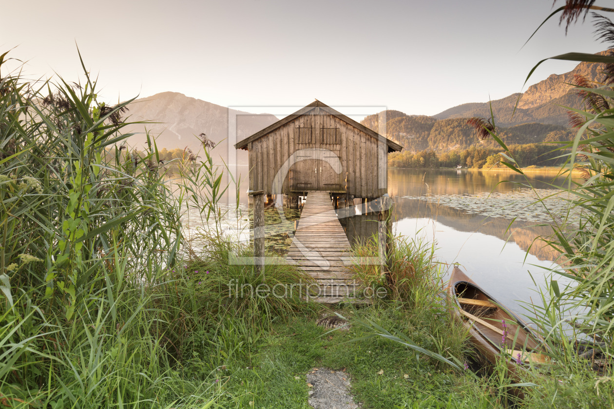 Bild-Nr.: 12445943 Bootshütte am Kochelsee bei Sonnenaufgang erstellt von KundenNr-360966