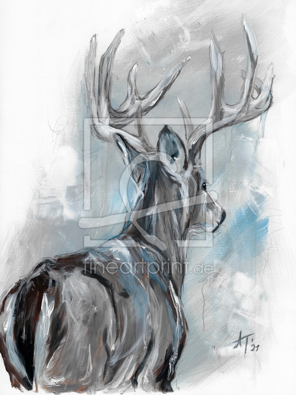 Bild-Nr.: 12474107 Winterhirsch hirsch tiermalerei Deer erstellt von Annett Tropschug